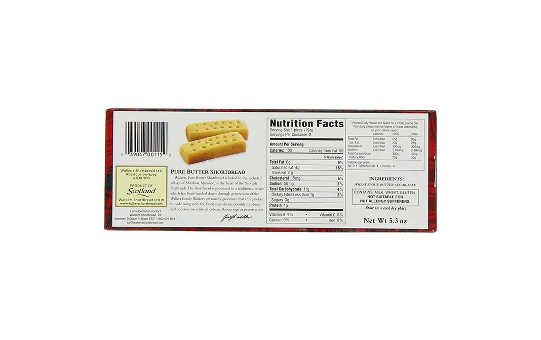 Walker's Pure Butter Shortbreas    Box  150 grams